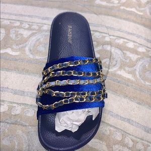 Royal Blue Slides w/ Chains